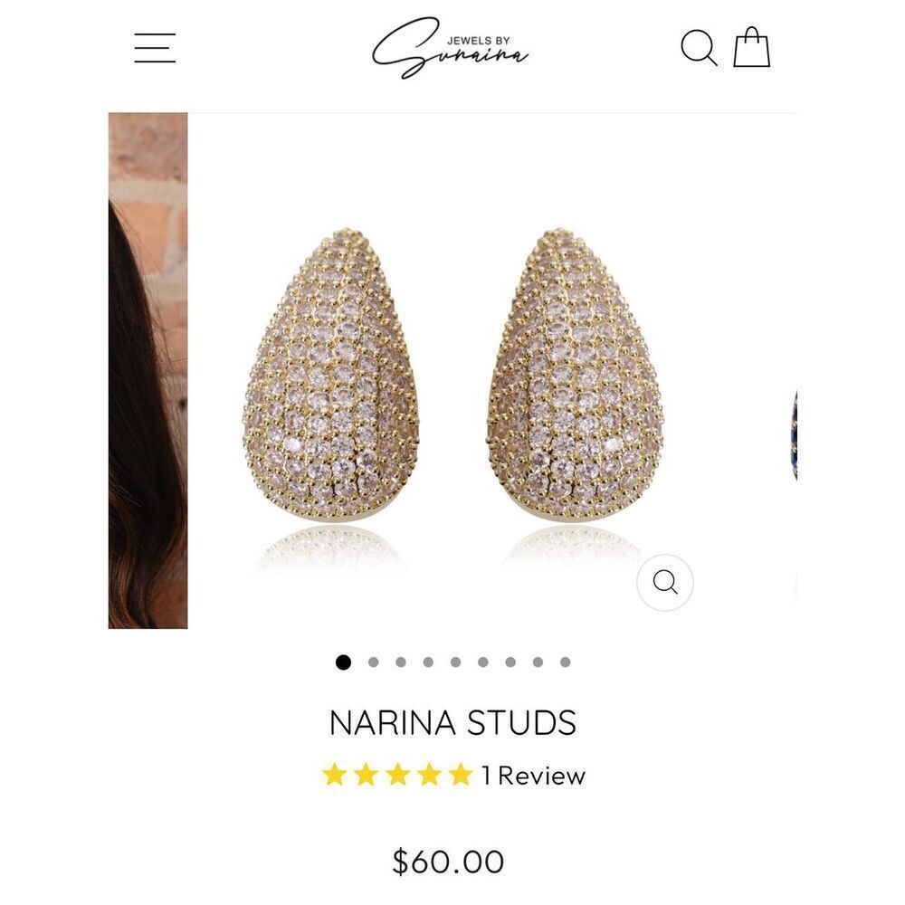 Jewels by Sunaina NARINA 2” Studs Earrings Gold - Picture 2 of 4